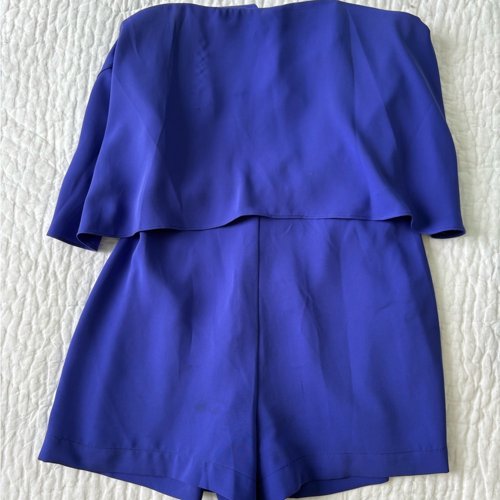 Amanda Uprichard Royal Blue Strapless Romper
